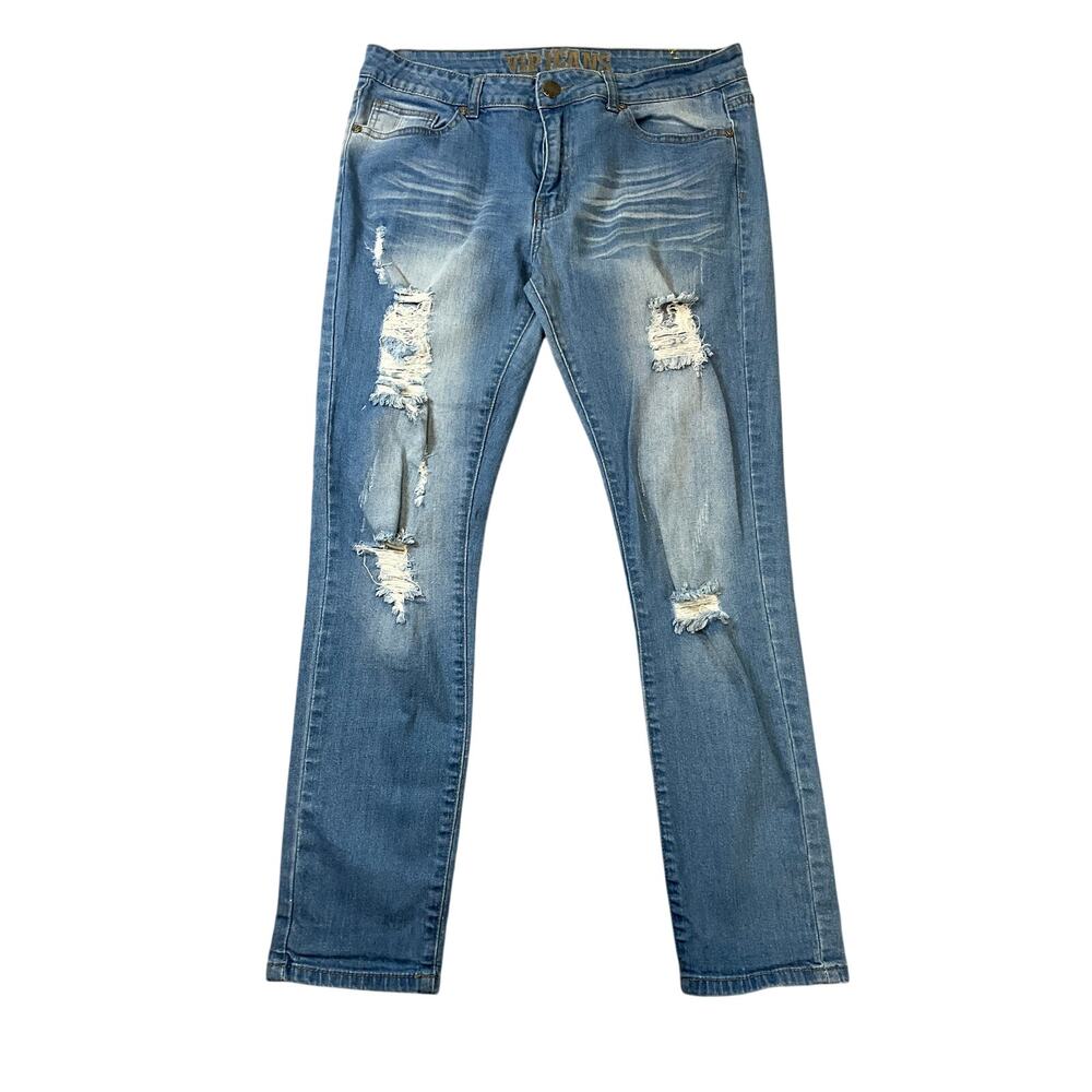 VIP Jeans Distressed Skinny Jeans Juniors Light Wash Stretch Denim Sz 13/14
